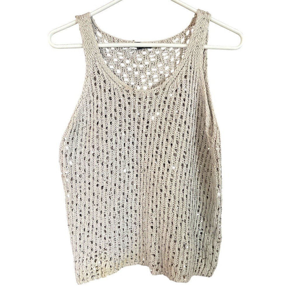 Eileen Fisher Open Knit Sequin‎ Tank Top Minimalist S